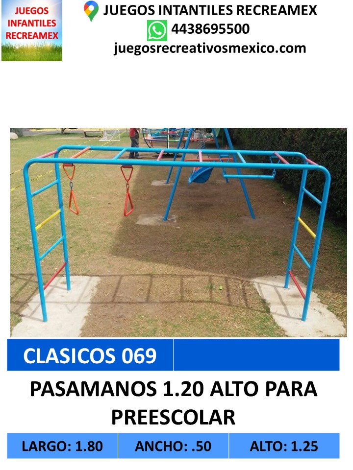 pasamanos 1.20 de alto para prescolar